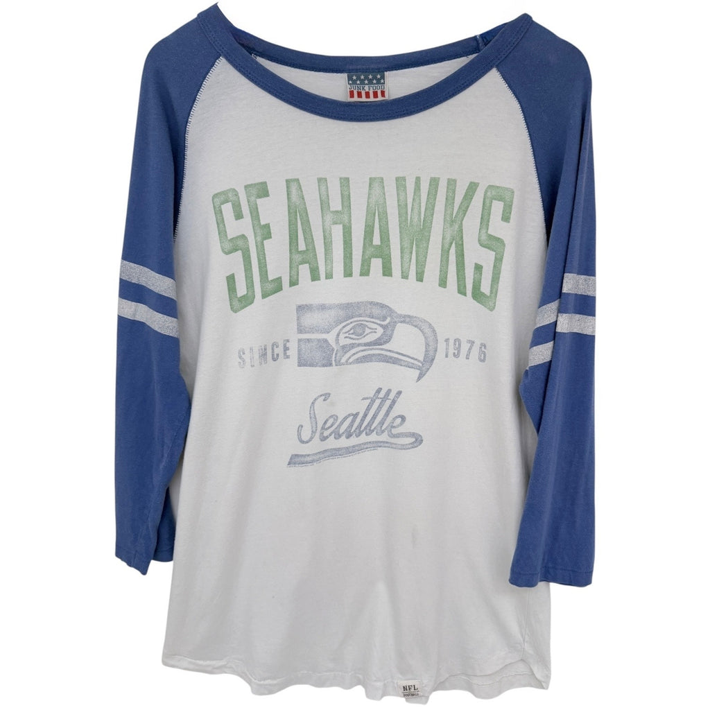 Seattle Seahawks Raglan Shirt Womens Large Blue White NFL Football Tee