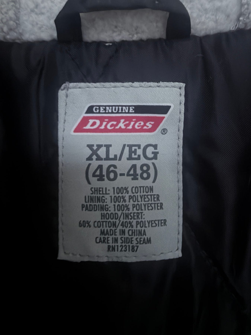 Dickies Men's Black Full-Zip Hooded Jacket — brand label