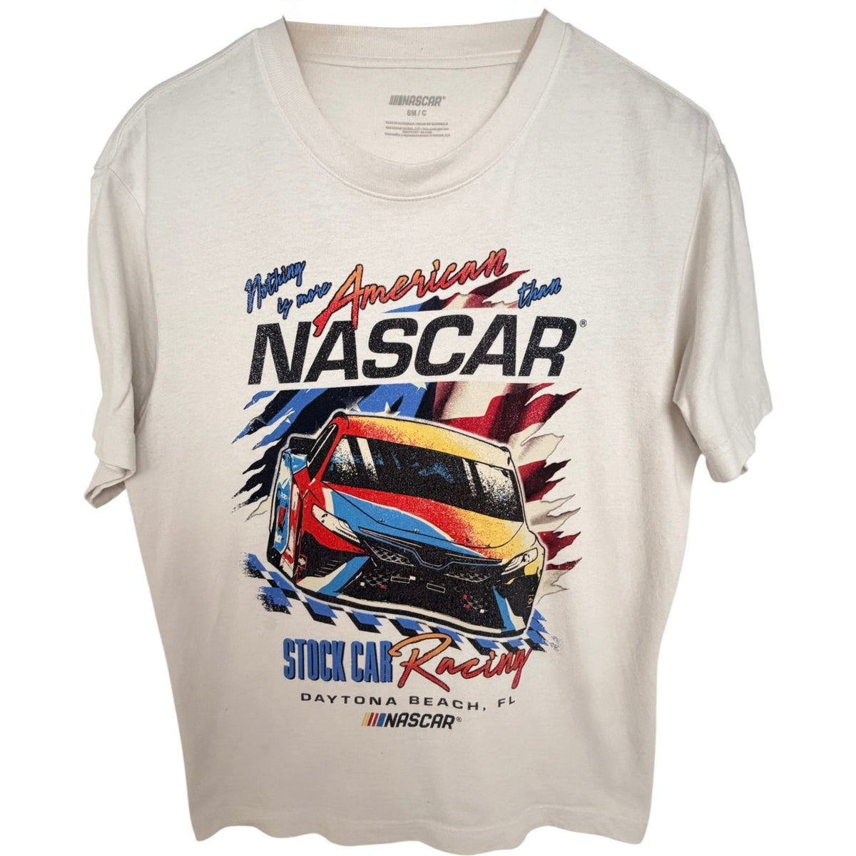 Nascar White Cotton T-Shirt - Men's S