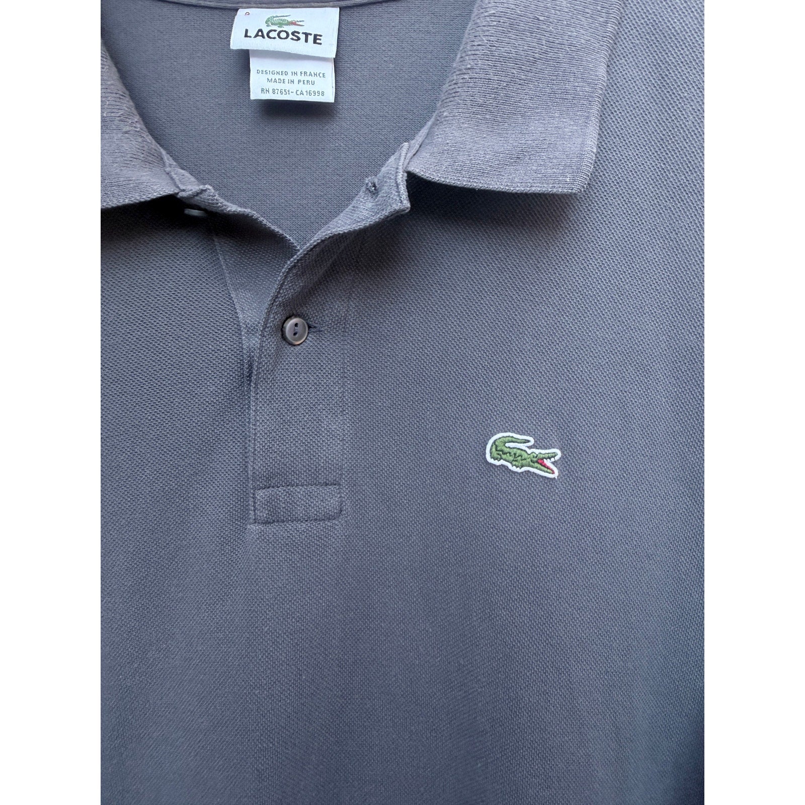 Lacoste Polo Shirt Mens Size 9 Gray Short Sleeve Classic Crocodile Logo France