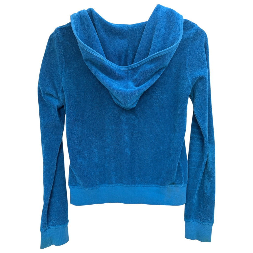 Juicy Couture Velour Zip Hoodie Womens Medium Blue Full Zip Y2K Style