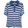 Lacoste Blue Gray Striped Pique Polo Shirt Mens Large
