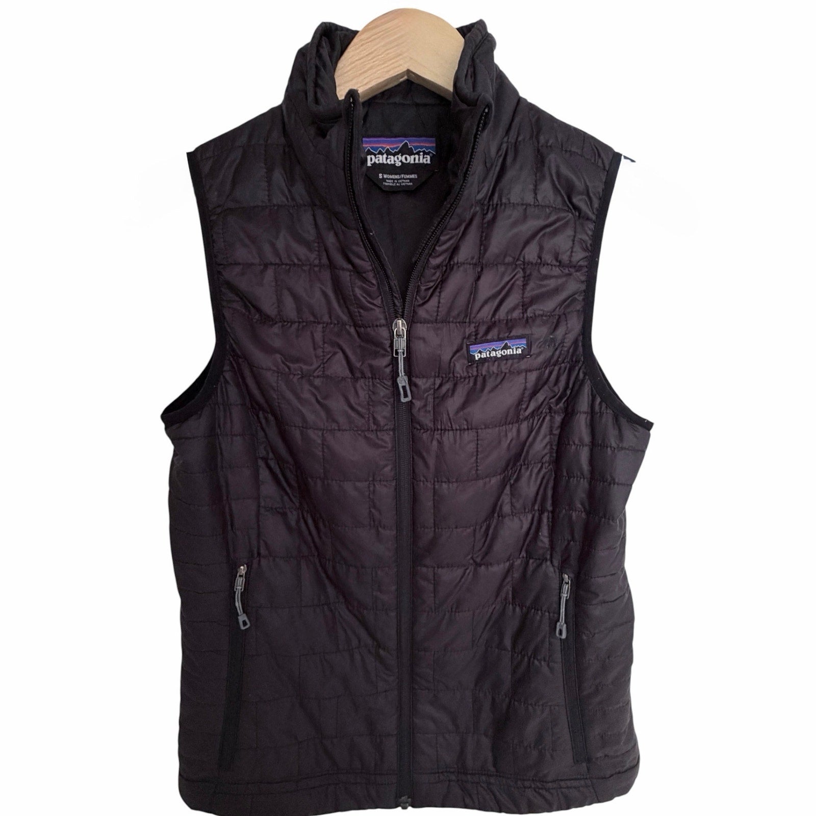 Patagonia Nano Puff Vest Womens S Black Full Zip Lightweight Insulated Outdoor