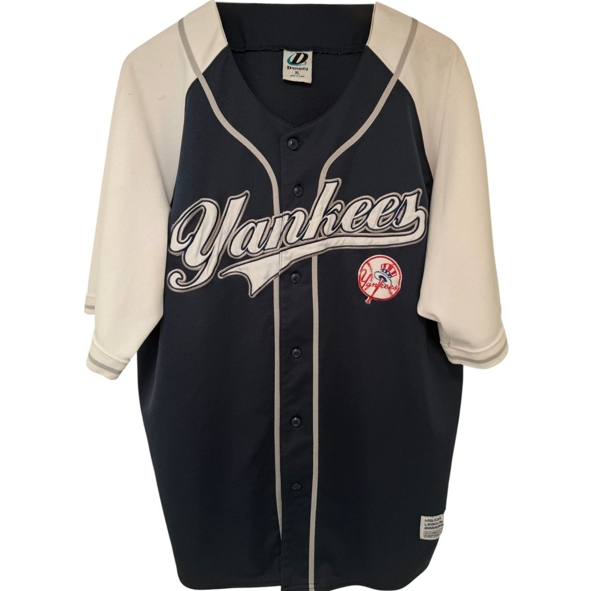 Dynasty Men's New York Yankees Baseball Jersey MLB Raglan Sleeves - XL White Blue — photo 1