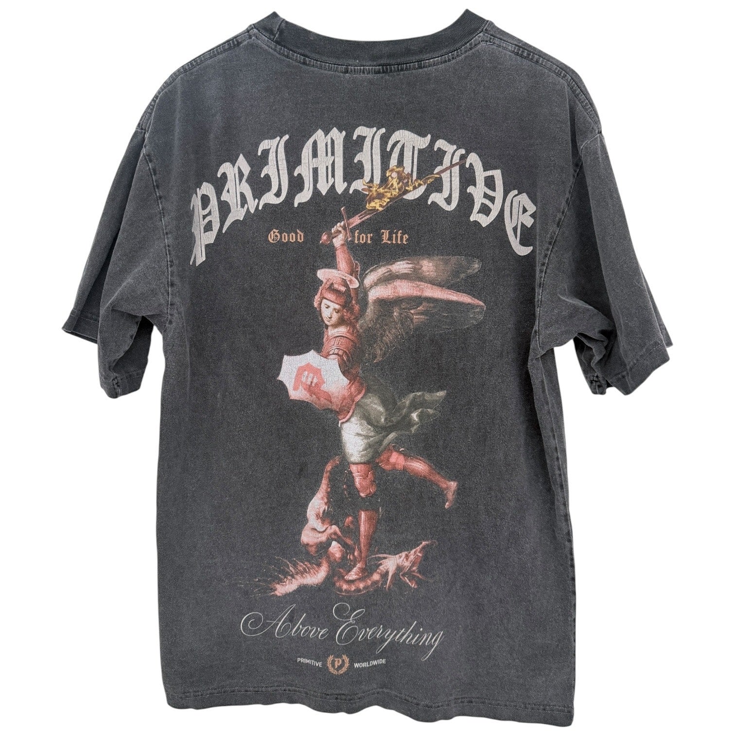 Primitive Graphic T Shirt Mens Large Black Washed Skate Streetwear Tee