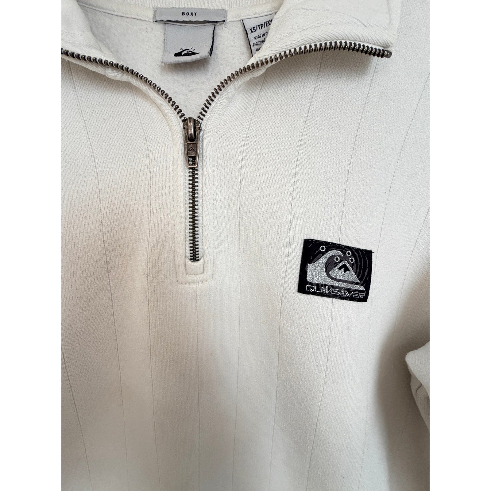 Quiksilver Womens XS White Boxy Half Zip Fleece Sweatshirt additional view 3