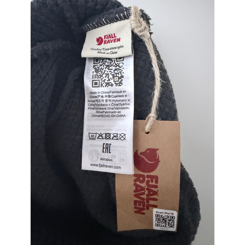 Fjallraven Tab Hat Dark Gray Rib Knit Beanie One Size Sweden Flag