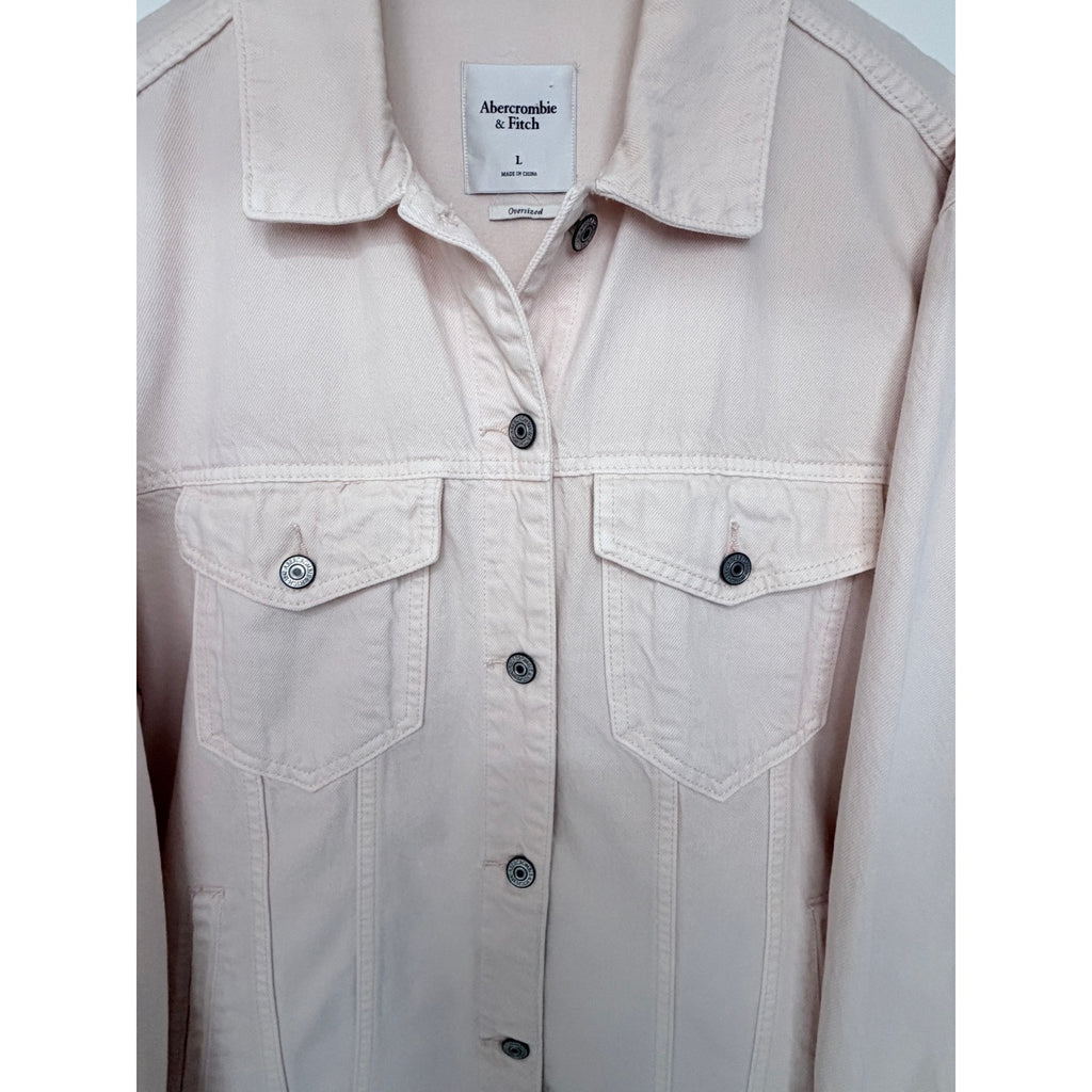 Abercrombie Pink Oversized Trucker Jacket Womens L