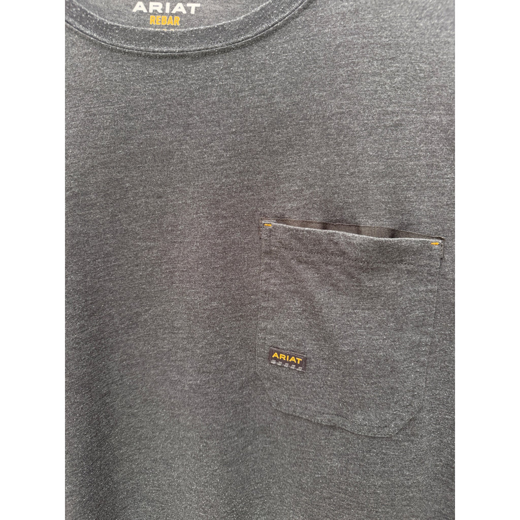 Ariat Rebar Work Shirt Mens 2XL Gray Performance Pocket Tee Workwear Durable
