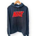 Nike Pullover Hoodie Mens XL Dark Gray Red Spellout Logo Sweatshirt
