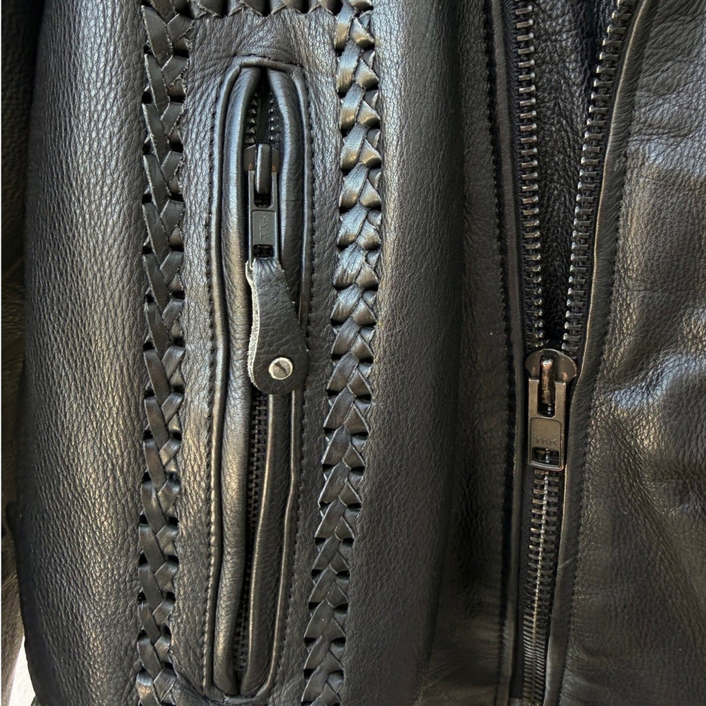 Leather Mill Western Biker Leather Jacket Mens 46 - product photo 5