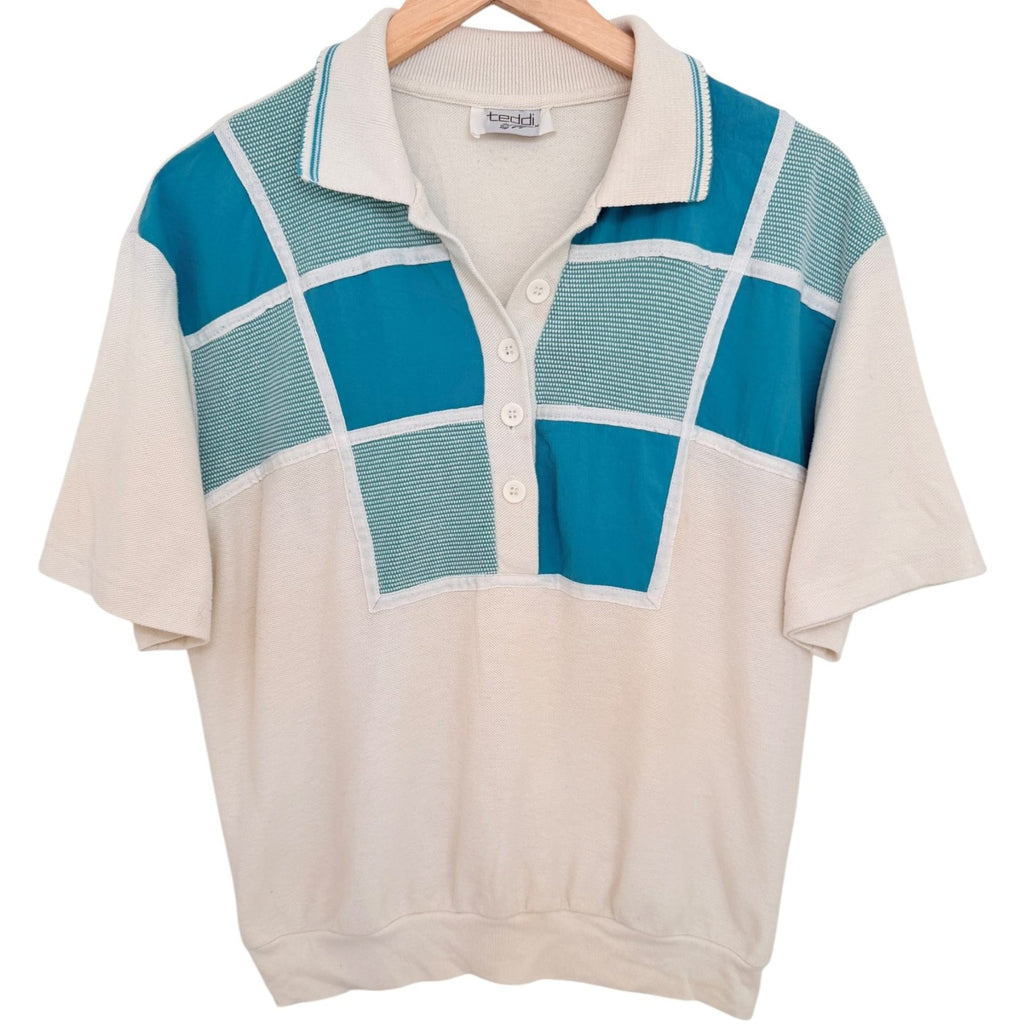Teddi Women's Cream Teal Colorblock Polo — photo 1