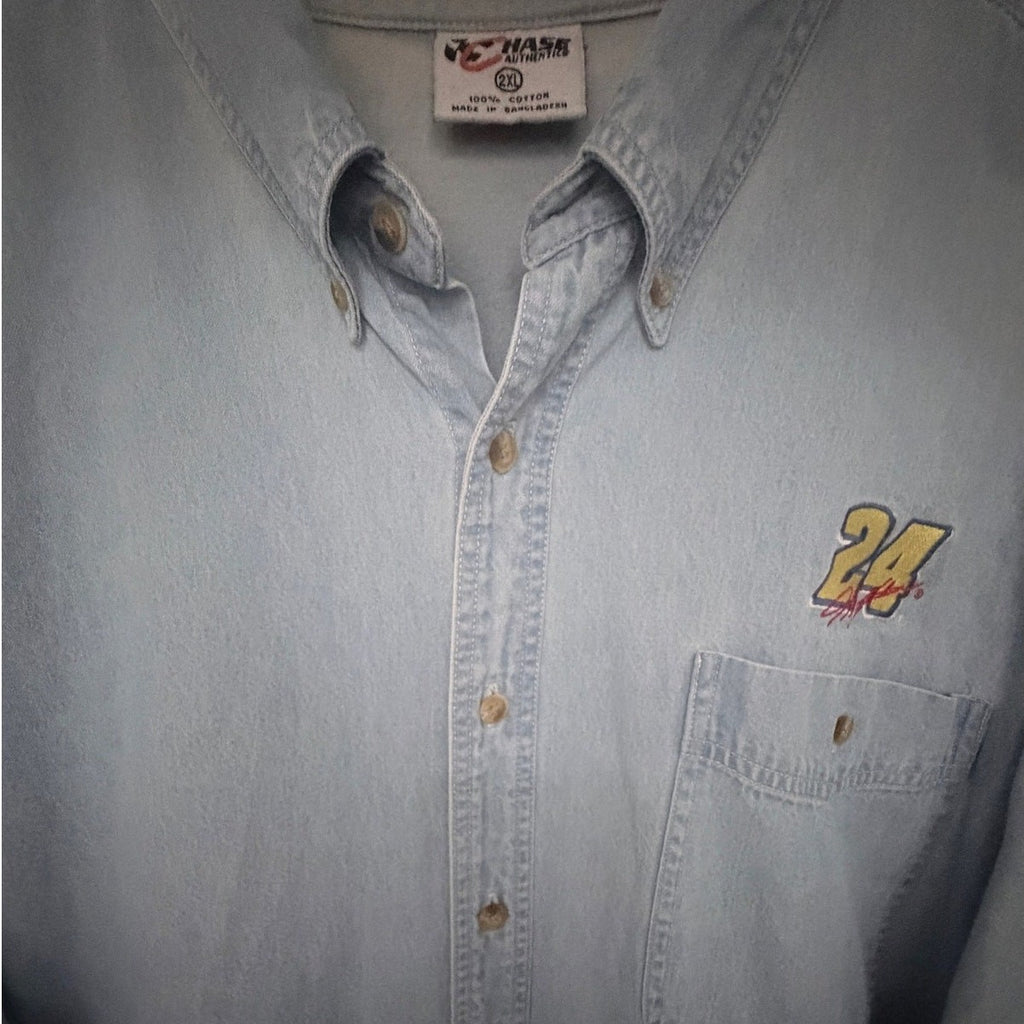Chase Authentics Men's Blue Jeff Gordon NASCAR Denim Button-Up — photo 5